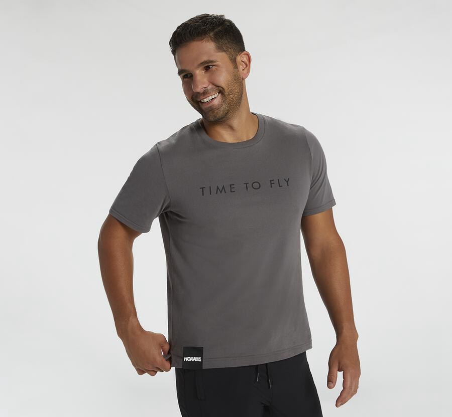 Tee Mens - Hoka One One Brand - Grey - VDPUBGJ-89